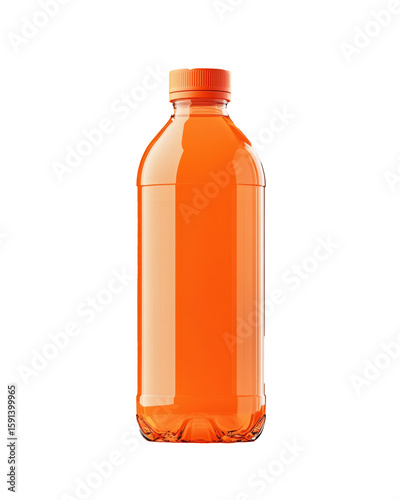 Bright orange beverage bottle on a clean background (1)