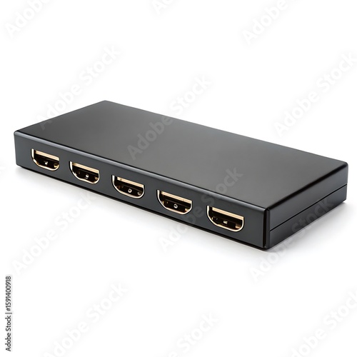 Black hdmi splitter with multiple ports device