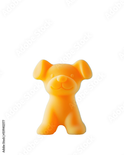 Bright orange dog-shaped toy on a clean background