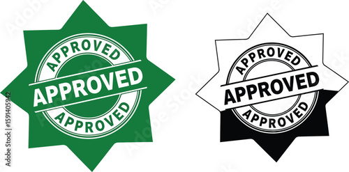 Approved stamp vector graphic for business quality assurance and product validation with green and black design