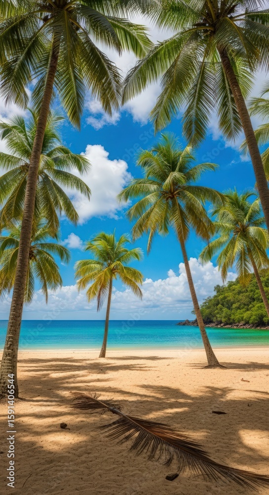 Tropical paradise beach with palm trees, turquoise ocean, and sunny sky perfect for a summer vacation, turquoise ocean, and sunny sky perfect for a summer vacation Tropical paradise beach with palm trees, turquoise ocean, and sunny sky perfect for a summer vacation, turquoise ocean, and sunny sky perfect for a summer vacation