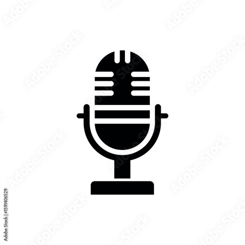 Vintage Microphone Icon Retro Podcast, Broadcasting, and Voice Recording Symbol