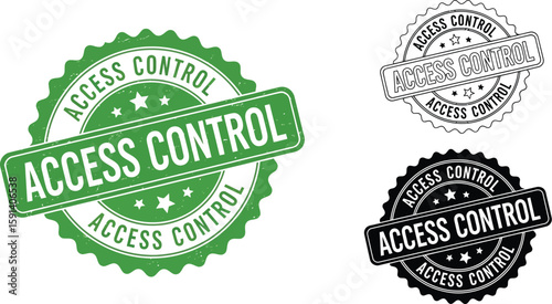 Access control vector stamp illustrations for security and authorization design elements set graphic