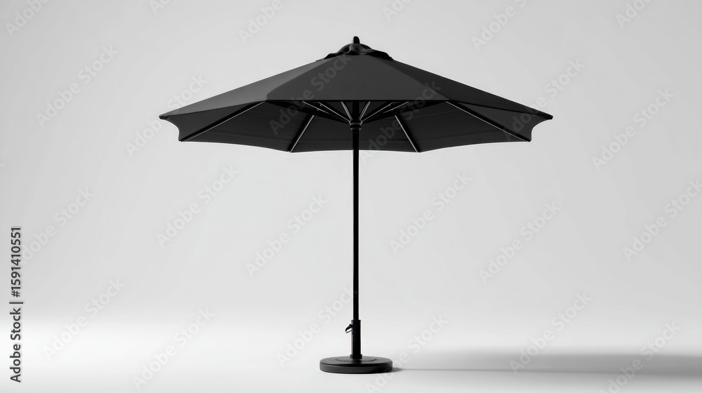 Obraz premium Large black patio umbrella with a sturdy pole and base, ideal for shade