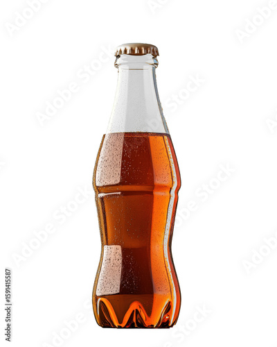 Classic glass soda bottle filled with fizzy drink