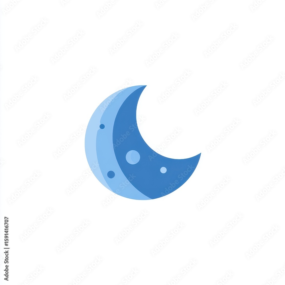 Obraz premium Simple Blue Crescent Moon Illustration on White