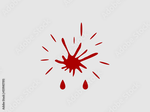 a stark and impactful illustration of a red blood splat
