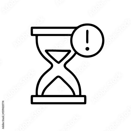 Hourglass with Alert Icon – Outline Deadline Warning Vector