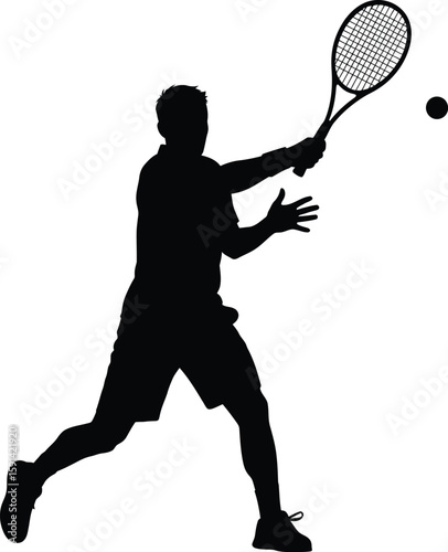 Tennis Player Hitting Ball Silhouette