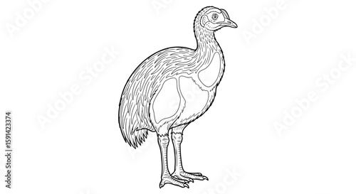 Immersive Realistic Moa Bird Prehistoric Species Detailed Coloring Page for Adult Learning