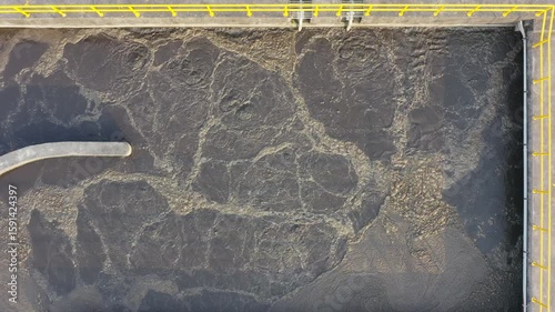 Aerial View of Water Treatment Plant. Sustainable Water Management, 4K footage.