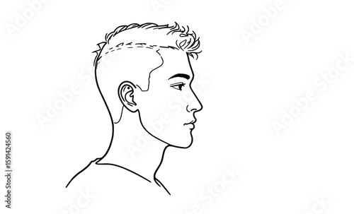 Young Man Side Profile Vector in Minimal Clean Line Art