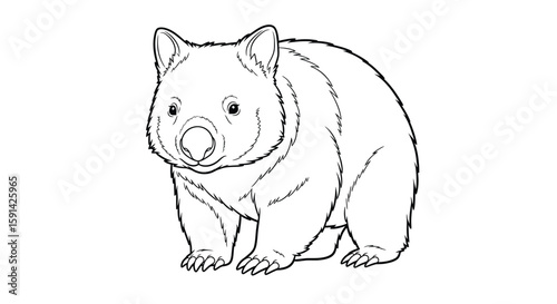 Mighty Strong Diprotodon Extinct Australian Marsupial Coloring Page for Adults