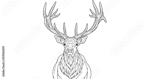 Impressive Strong Irish Elk with Grand Antlers Detailed Coloring Page for Adult Artists