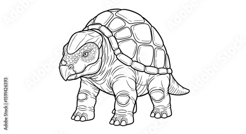 Detailed Unique Glyptodon Armored Prehistoric Creature Coloring Page for Adult Art Activity