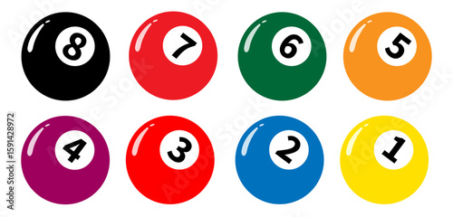 Color billiard balls set. Vector illustration