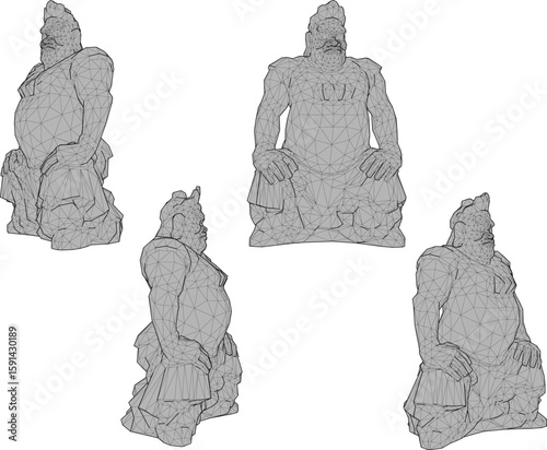 Vector sketch illustration of a unique ethnic traditional classical sculpture statue design from the kingdom era