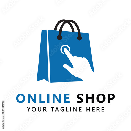 Online shop logo design illustration suitable for shopping anywhere
