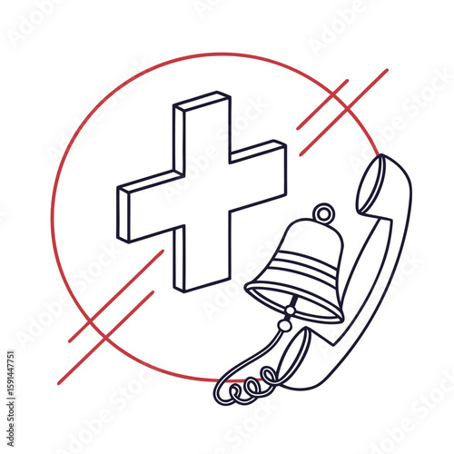  symbol dispatcher thin line out line medical vector clourfull on white backroun