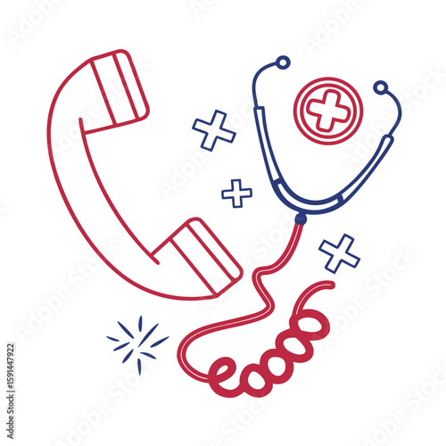 symbol dispatcher thin line medical clourfull icon vector on white backround.