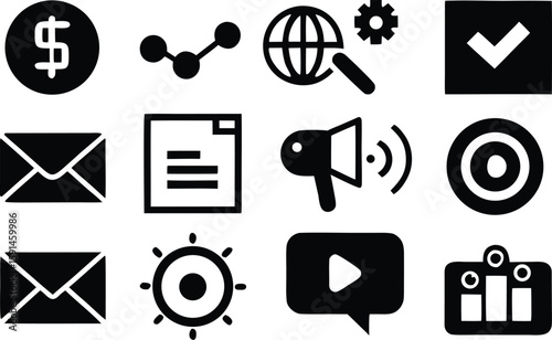 Set of Icons for Digital Marketing and SEO