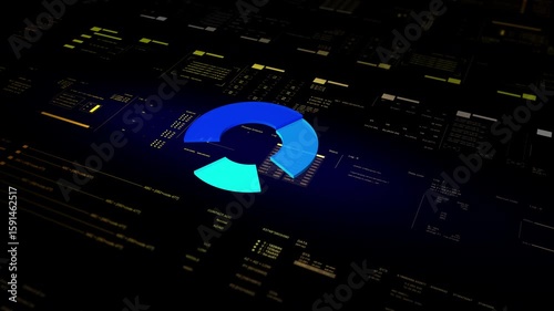 A glowing infographic background with business graphs - Pie Chart. Perfect for presenting data in a sleek and modern visual style.