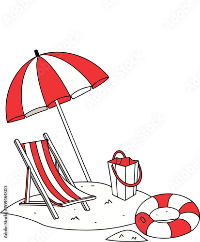 Beach summer umbrella icon set 