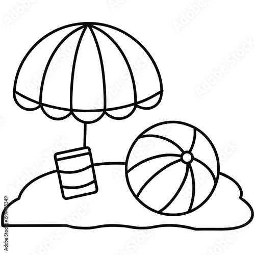 Beach summer umbrella icon set 