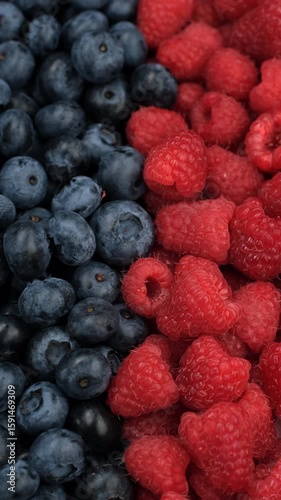 Berries raspberries and blackberries in plate, slider shot