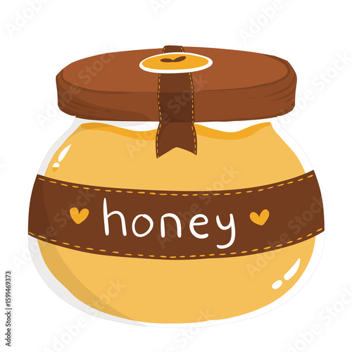 Cute Honey Jar Cartoon Style Illustration