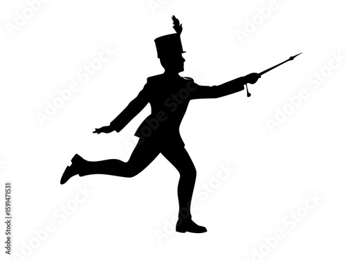 drum major silhouette vector art illustration
