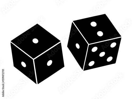 lucky dice silhouette vector art illustration