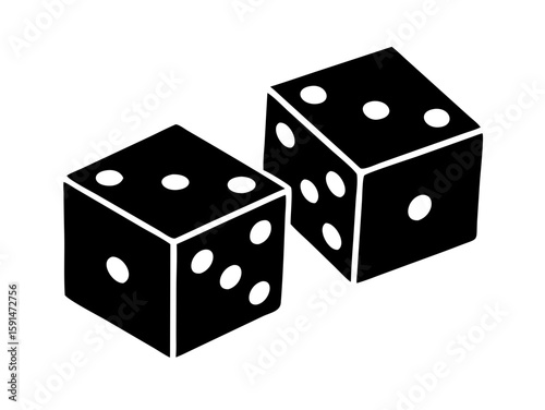 lucky dice silhouette vector art illustration