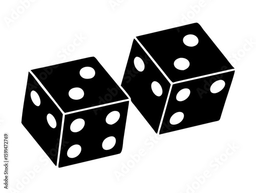 lucky dice silhouette vector art illustration