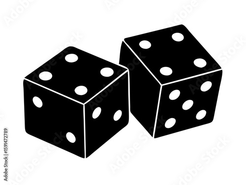 lucky dice silhouette vector art illustration