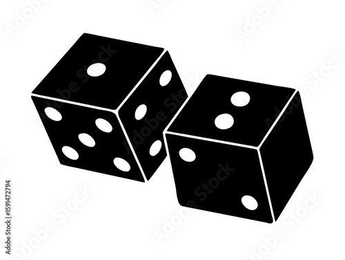 lucky dice silhouette vector art illustration