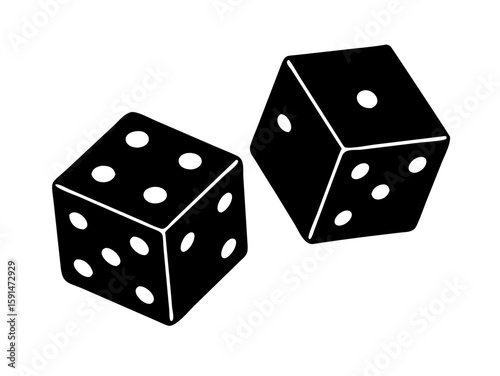 lucky dice silhouette vector art illustration