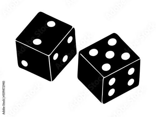 lucky dice silhouette vector art illustration