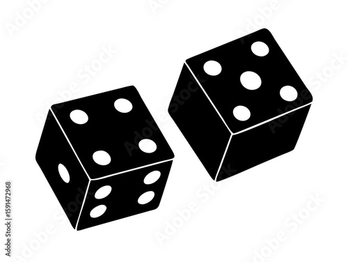 lucky dice silhouette vector art illustration