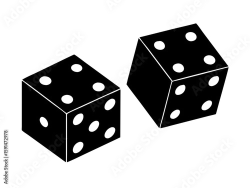 lucky dice silhouette vector art illustration