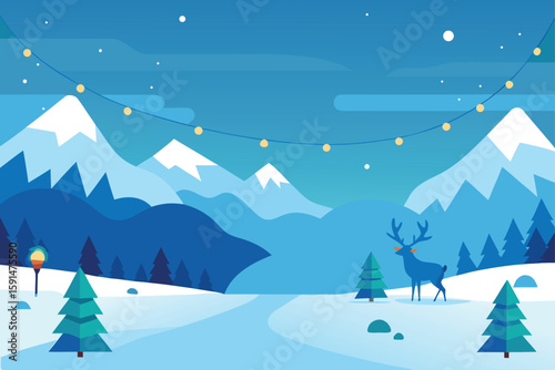 snow covered countryside with distant hills  rein