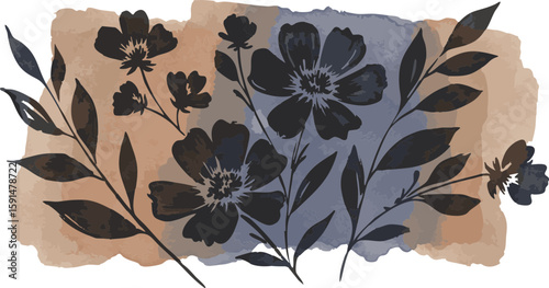 An abstract black and white floral background with a seamless pattern of vintage flowers, leaves, and butterflies creates a timeless natural art illustration perfect for fabric and textile design