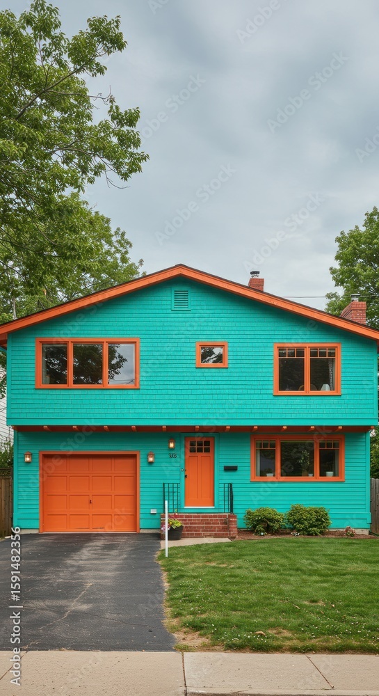 Vibrant teal and orange house Vibrant teal and orange house