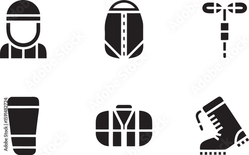 Six Realistic Black Filled Vector Silhouettes of Various Birds