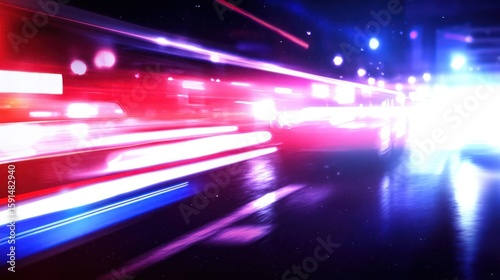 Dynamic Cityscape at Night, Blurred Lights and Motion create Energetic Urban Scene