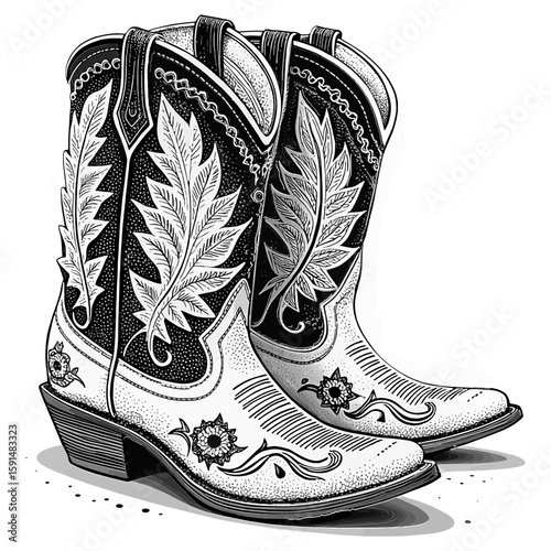 Vector Illustration of Cowboy Cowgirl Boots isolated on white