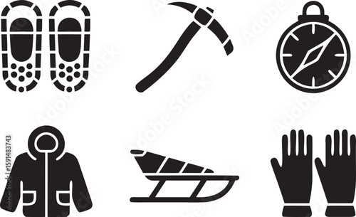 Six Realistic Black Filled Vector Silhouettes of Various Dog Breeds dogs puppy