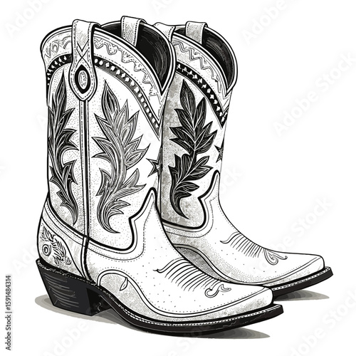 Vector Illustration of Cowboy Cowgirl Boots isolated on white