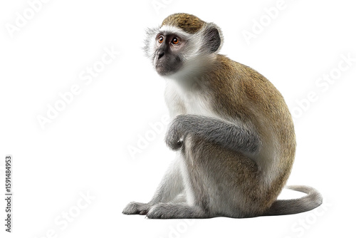 Realistic high‑resolution monkey PNG cutout with detailed fur texture and natural shadows on transparent background, perfect for seamless wildlife branding, jungle themed designs, educational posters