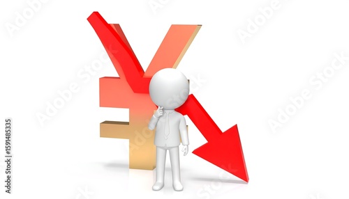 Yen devaluation with 3D figure, and worried.